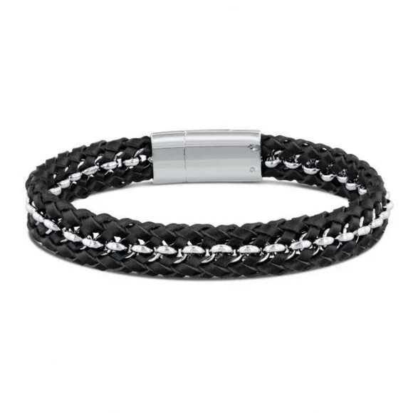 SUTTON Men's Braided Leather Bracelet - Picture 3 of 4